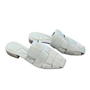 Kenneth Cole Faina Slip On Mules Light Blue Woven Leather Slide Sandal Women 7.5